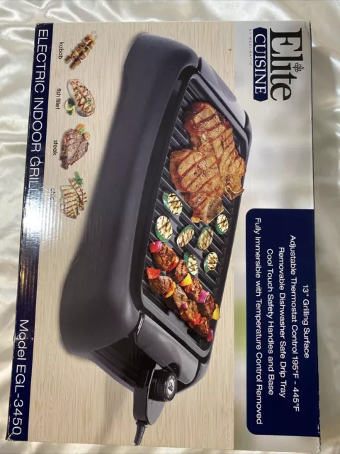 New Elite Cuisine EGL-3450 13-Inch Nonstick Countertop Grill