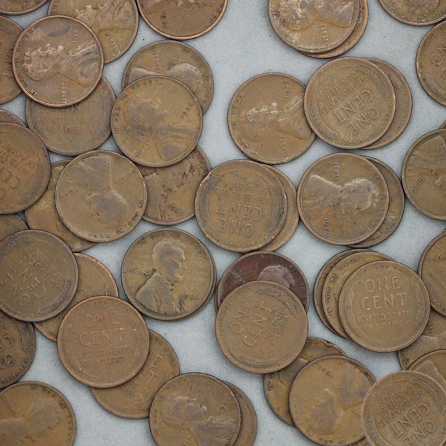 1926 Lincoln Wheat Cent Roll 50 Circulated Pennies US Coins