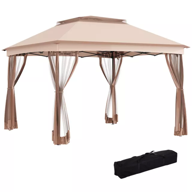 Outsunny Gazebo da Giardino Pieghevole 3.3x3.3 m con Zanzariera Impermeabile