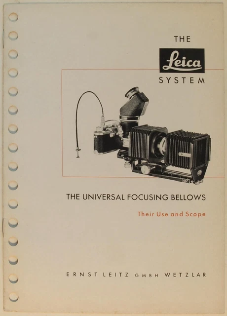 Original Vintage Leica Brochure Manual for Focusing Bellows