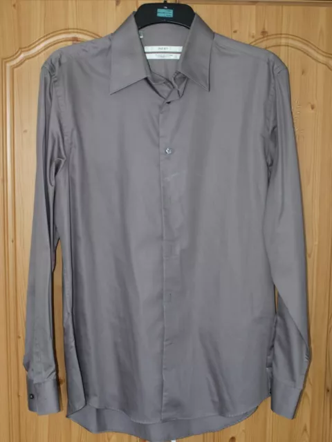 Next, Mens Pure Cotton, Slimmer Fit Grey Shirt, Size 15.5