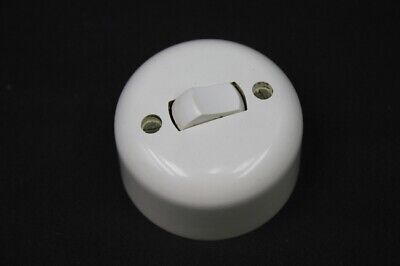 1 X Old Switch Exposed Toggle Switch Round Ø Vintage White 3
