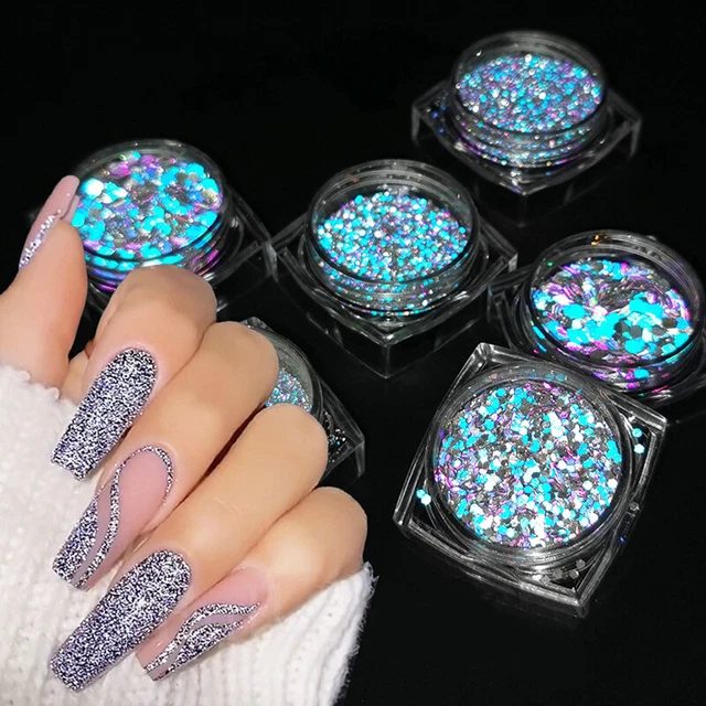 Polvo reflectante de discoteca de uñas brillo para esmalte de gel barniz efecto flash diamante