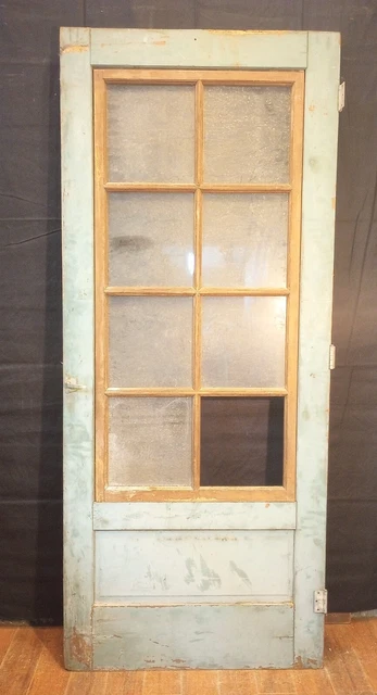 3/4 Glass 8 Pane Peek-a-boo Interior Door & Original Hardware 35 3/4" x 84 1/2"