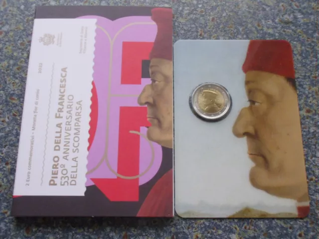 San Marino 2 Euro 2022 Piero Della Francesca Scomparsa Gedenkmünze Blister ST BU