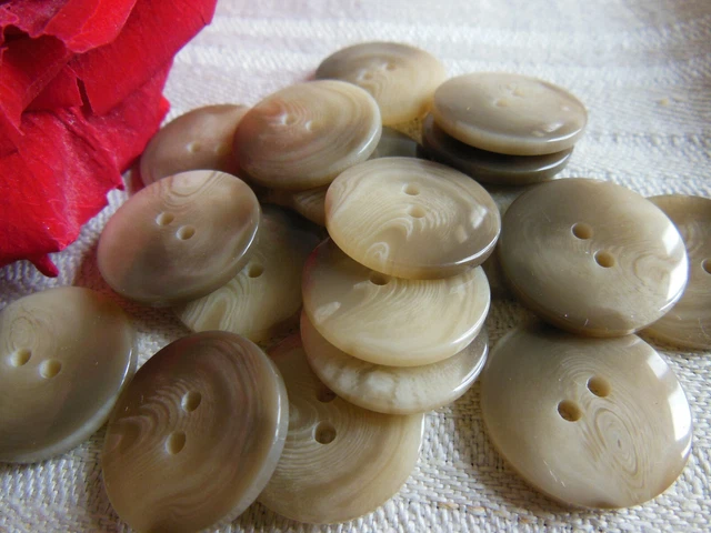 Lot De 6 Gros Boutons Vintage Effet Corne - Marron/crème, 3,3 Cm, Occasion