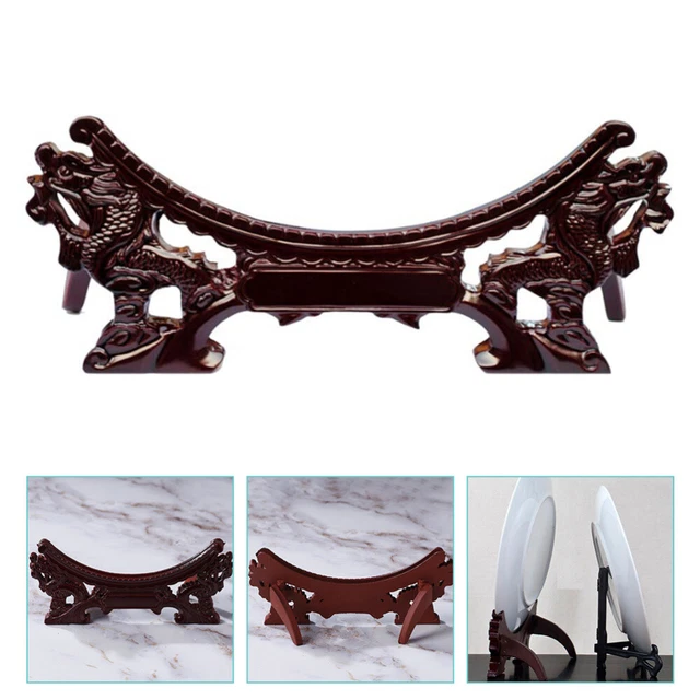 Supporto Espositivo In Legno Intagliato, Base Rotonda, Per Vaso O Statua, H 4 Cm, Diam 12 Cm