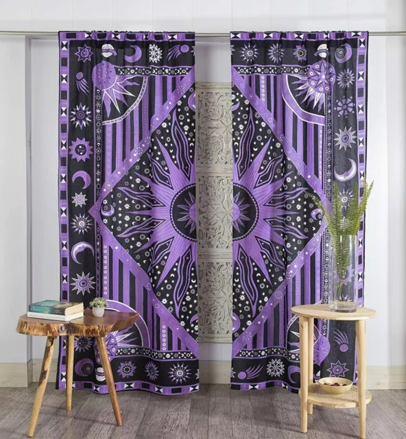 Cortina de ventana de decoración de tapicería de cortinas de Mandala indio...