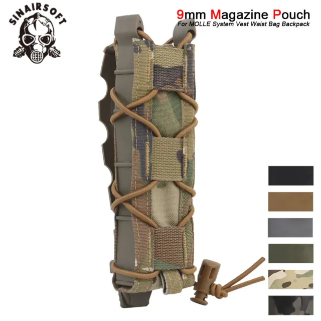 Tactical Extended Pistol 9mm Magazine Pouch MOLLE Mag Clip Bag Holder For MP5 /7