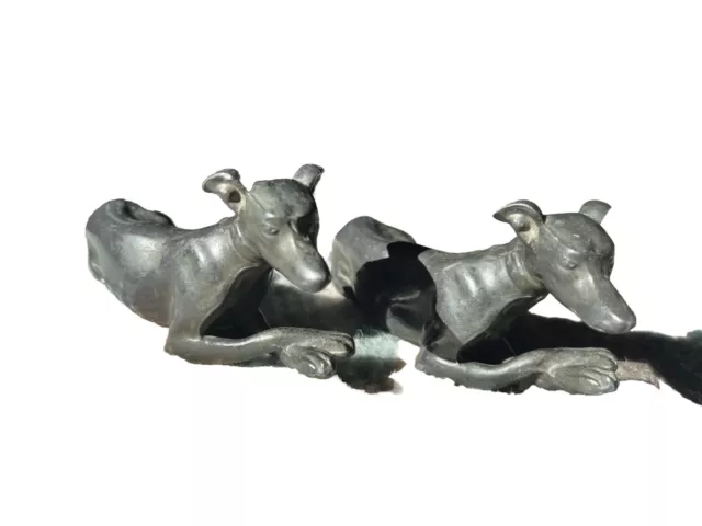 RARE Cast Bronzed Metal Doberman Pinchers Pair Dog Figures Lot (2 Pieces)