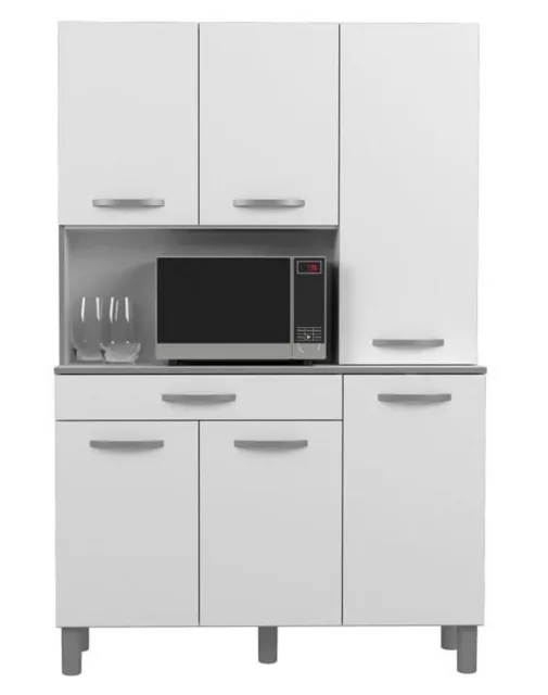 Buffetschrank Season Küchenschrank Anrichte Buffet in Weiss/Alu-Grau