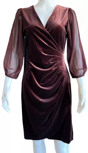 DKNY Wrap-effect pleated velvet dress NEW With Tags Size 2 MSRP $149