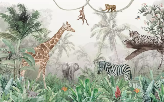 Safari Animals Wallpaper Peel And Stick Nursey Wall Decor Safari Animals Murals