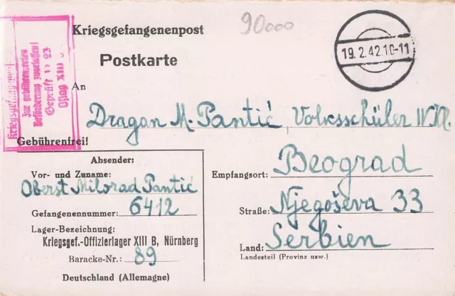 723887) DR Kriegsgefangenenlagerpostblg. Oflag XIIIB Nürnberg Langwasser