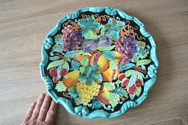 Grand Plat CERART faïence de MONACO daté du 4-7-1960 (37cm - 1 Fêle à confirmer)