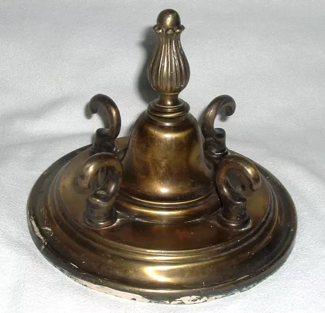 Antique 1920S SOLID BRASS Ceiling Light Fixture Chain HANGER MEDALLION CANOPY