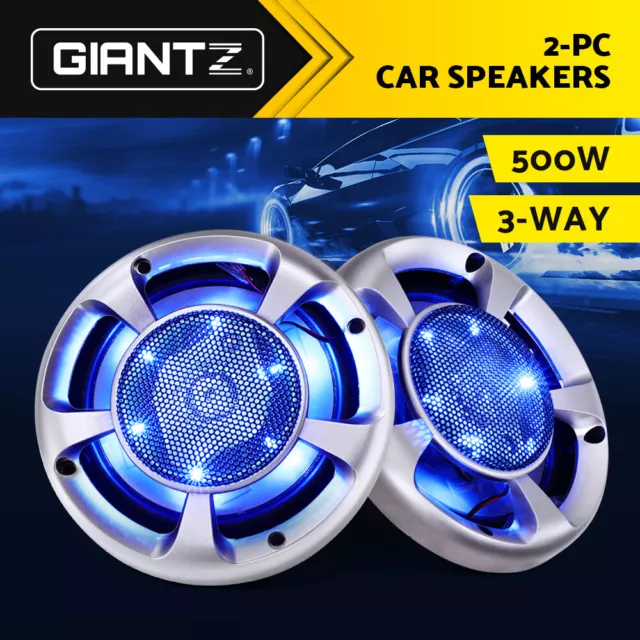 Giantz 2pcs Car Speakers 500W Audio Stereo Speaker 3-Way Tweeters component set