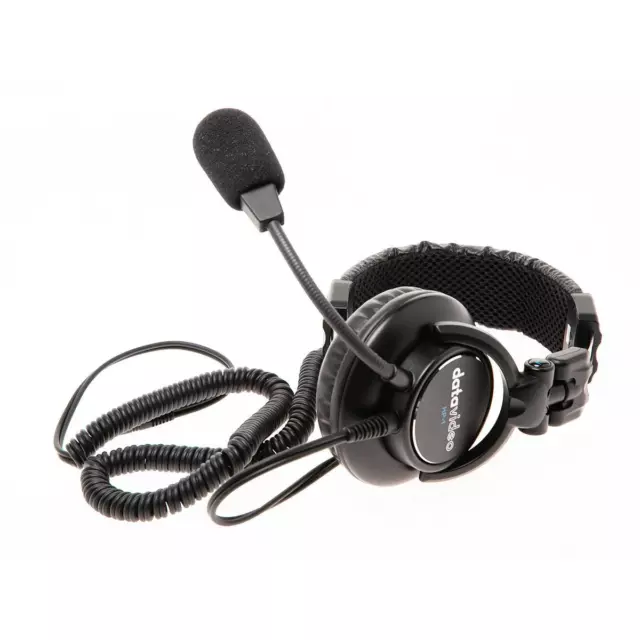 Auriculares de oreja única Datavideo HP-1 con micrófono para sistemas de intercomunicación ITC