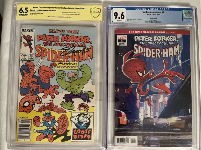 signed 6.5 peter Porker The Spectacular Spider-Ham #1 plus cgc 9.6 spider ham #1