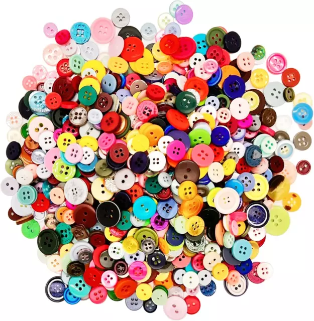 1000 Pcs Resin Buttons, 2 and 4 Holes Assorted Sizes round Craft Buttons for Cra