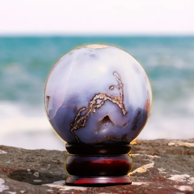 4" Natural Blue Lace Agate Healing Reiki Spirit Stone Decorative Sphere Ball