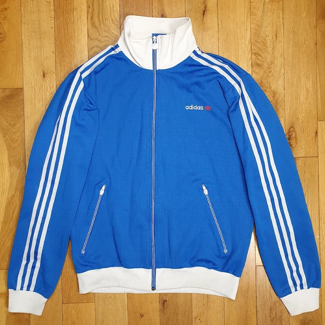 Adidas Men's Beckenbauer Tracksuit Jacket Track Top Retro Blue White Large
