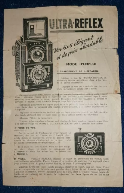 Notice appareil photo ULTRA-REFLEX 6X6 de marque FEX, et notice de son Flash.