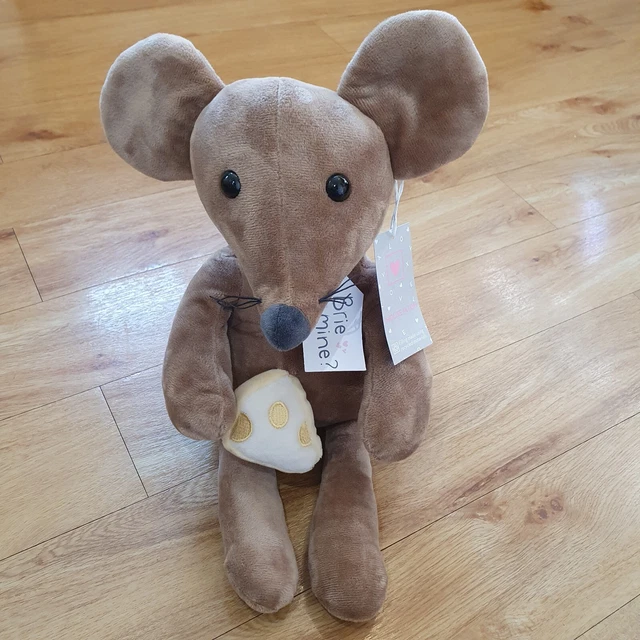 SAINSBURYS MOUSE BRIE Mine Rat Plush Soft Toy Holding Cheese Brown 12