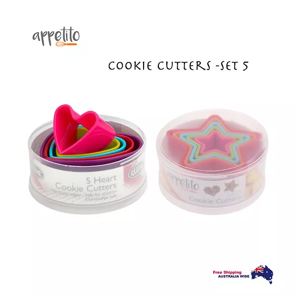 Appetito Heart / Stars  Cookie Cutter Set 5 - Multi-Colour