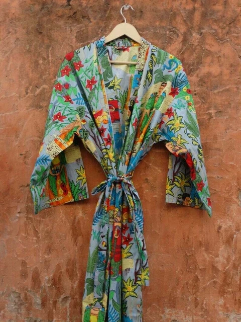 Robe Longue Femme Vintage Frida Kahlo Imprimé Floral Coton - Fait Main En Inde