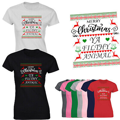Merry Christmas Ya Filthy Animal Xmas Funny Women T-shirt Jumper Style Gift