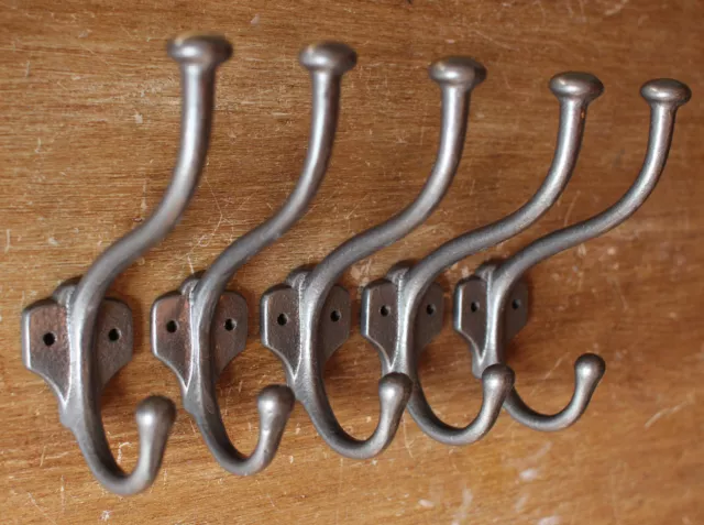 5 x CAST IRON HAT & COAT HOOKS VICTORIAN OLD ANTIQUE VINTAGE KENRICK - CH11(x5)