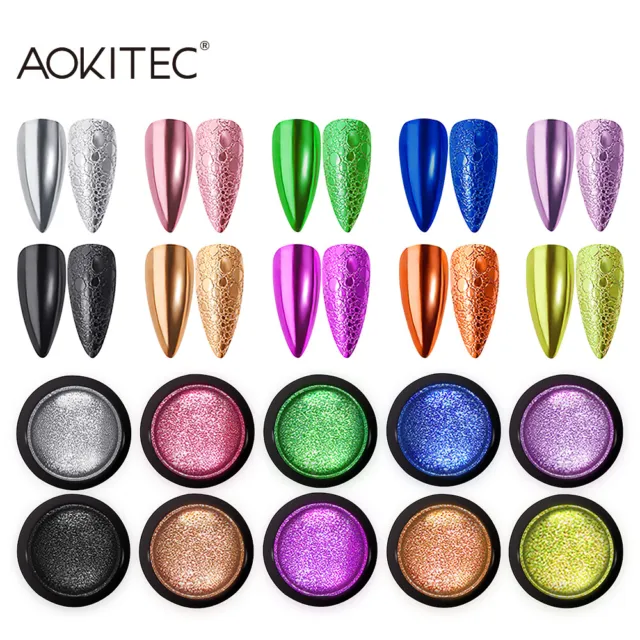 Nail Mirror Glitter Effect Powder Dust for UV Gel Nail Art Chrome Pigment Dust