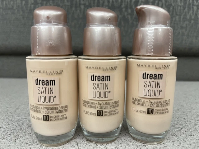THREE Maybelline NY Dream Satin Liquid Hydrating Pump Foundation 1 FL 30 ML #10