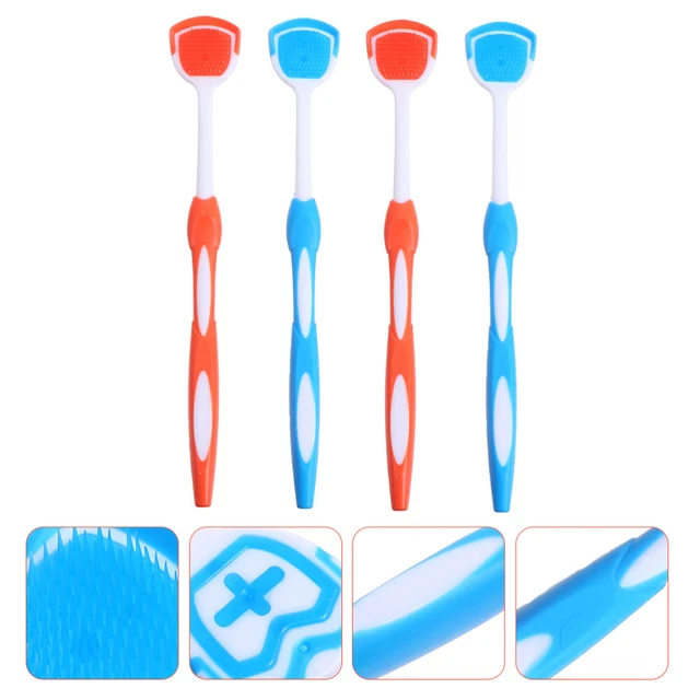 4 piezas raspador bucal lengua limpiador lengua cepillo cuidado bucal cepillo