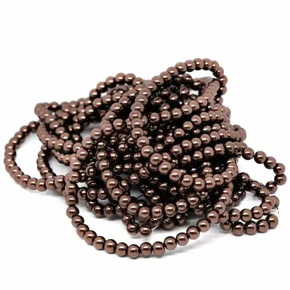 One Strand (145 Beads Approx) Coffee Brown Glass Pearl Beads - 6mm - J11373