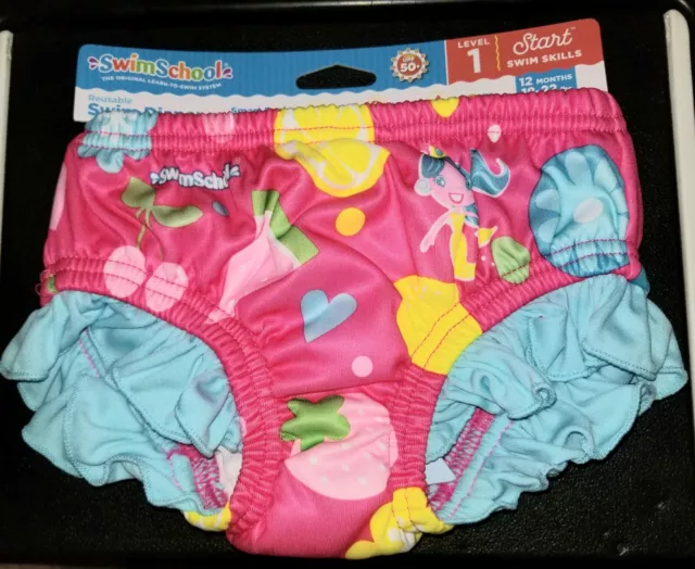 SwimSchool Reusable Swim Diaper-PINK MERMAID-LEVEL 1- 12 months (18-22 lbs)-NEW