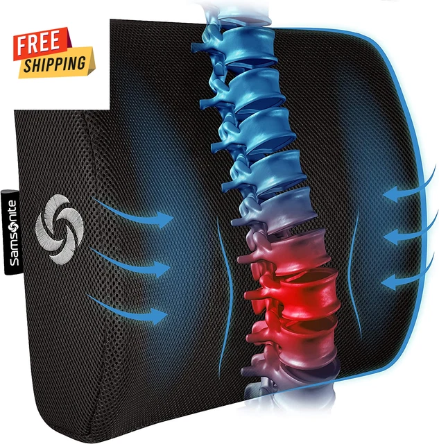 SAMSONITE Lumbar Support Pillow for Office Chair and Car Seat, Perfectly Balance
