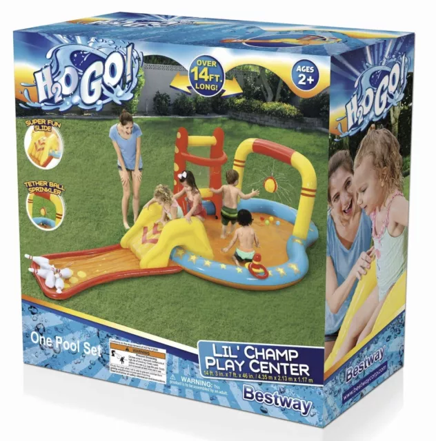 Lil Champ Play Pool Center With Detachable Slide Kids Outdoor Summer Fun Play