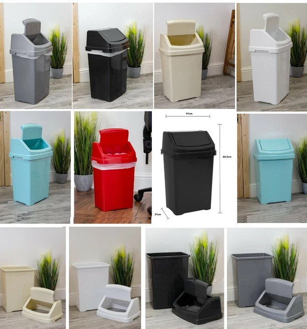 PLASTIC SWING TOP Bin Waste 5L 8L 15L 25L 50L Rubbish Dust Home Kitchen