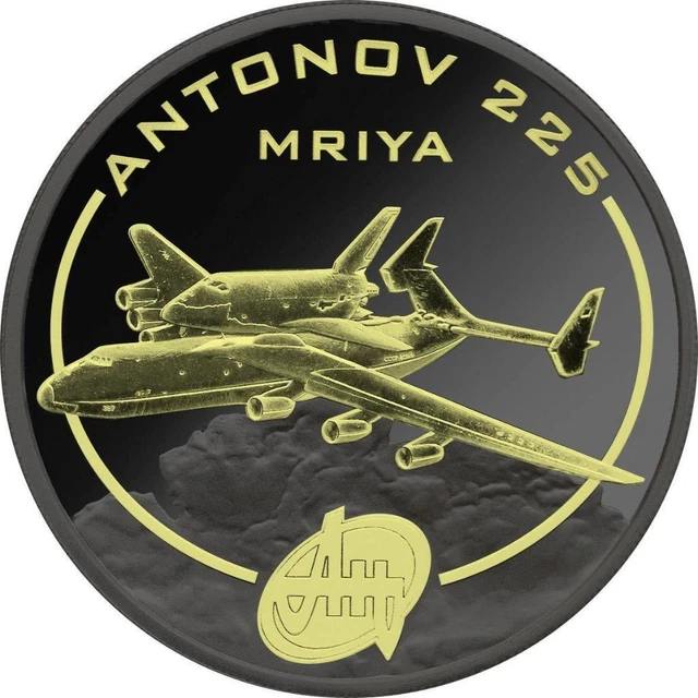 Cook Isl. 2008 1$ Antonov Aircraft Ruthenium & Gilded - AN-225 1 Oz Silbermünze