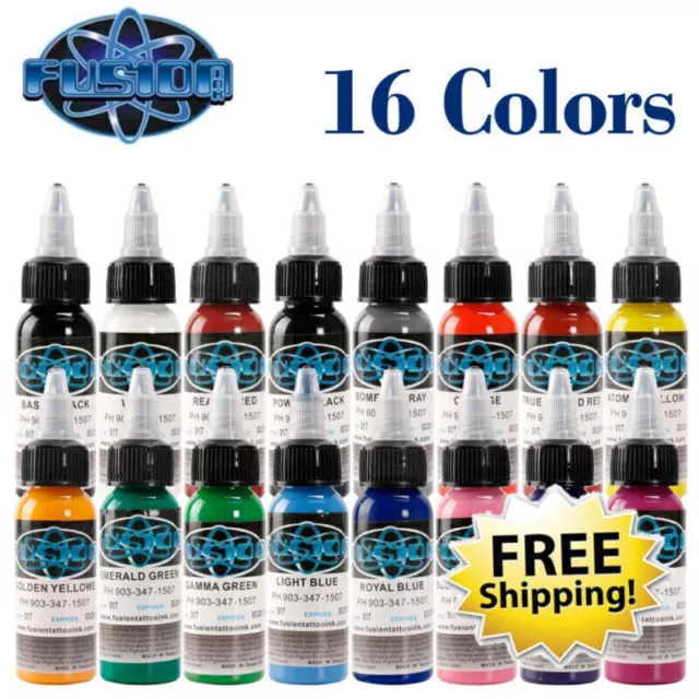 16 Colors Fusion Tattoo Ink Set 1 Oz 30ml/bottle Pigment Kit 3D Makeup Beauty 3