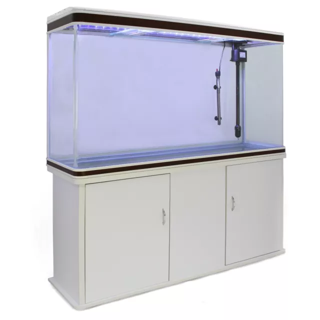 Gabinete de tanque de peces acuario tropical marino grande blanco 4 ft 300 litros luz LED