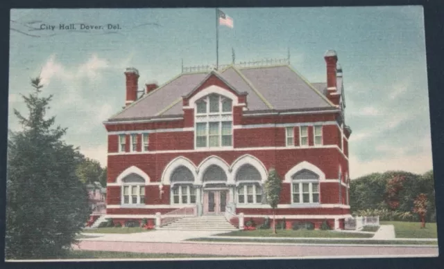 City Hall, Dover, DE Postcard 1944