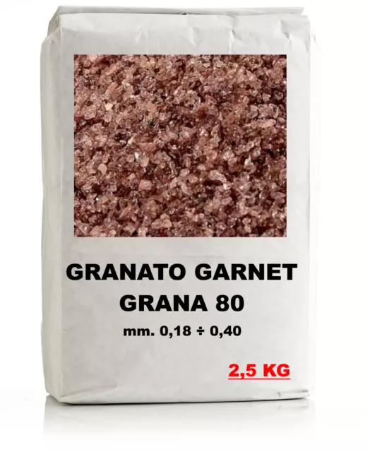 Graniglia Sacco 2,5 Kg Garnet Granato 80 Per Sabbiatrice Sabbiatura E Water Jet