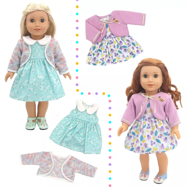 COSDOLL Cute Baby Doll Clothes 2Set Dress Set for 14-16 inch Reborn Dolls Outfit