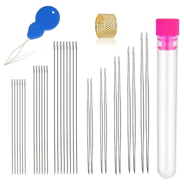 30 Pcs Beading Needles Set 5 Size 10 Pcs Big Eye Needles and 20 Pcs Long Stooi