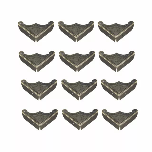 Metal Desk Corner Protectors Table Edge Cover Guard 57x57x13mm Bronze Tone 12pcs