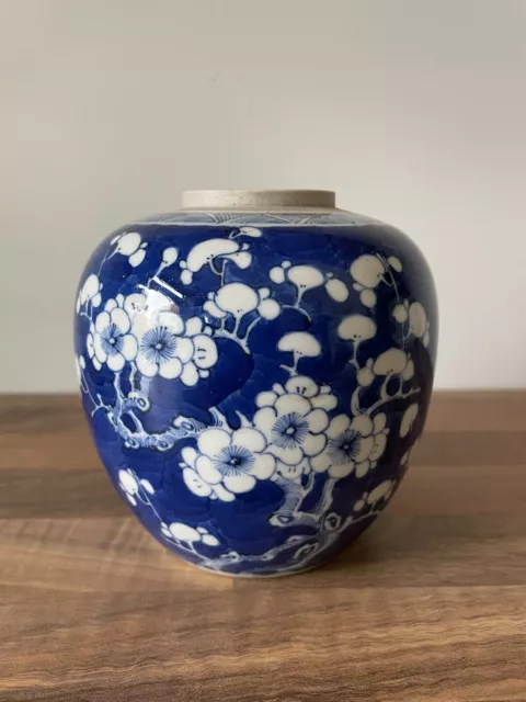 Antique Chinese Prunus Blue & White Ginger Jar