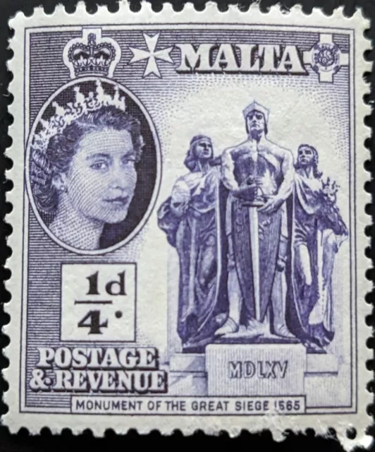 STAMP MALTA SG266 1956 1/4d Monument of Great Siege Mint Hinged